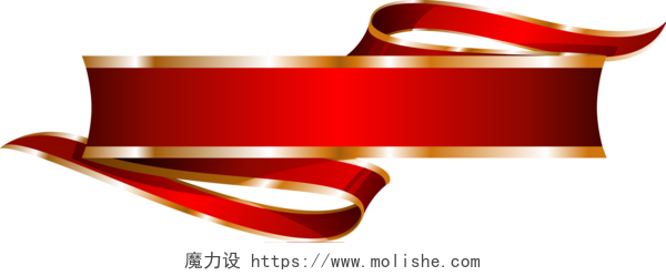金边红色丝带装饰标题栏